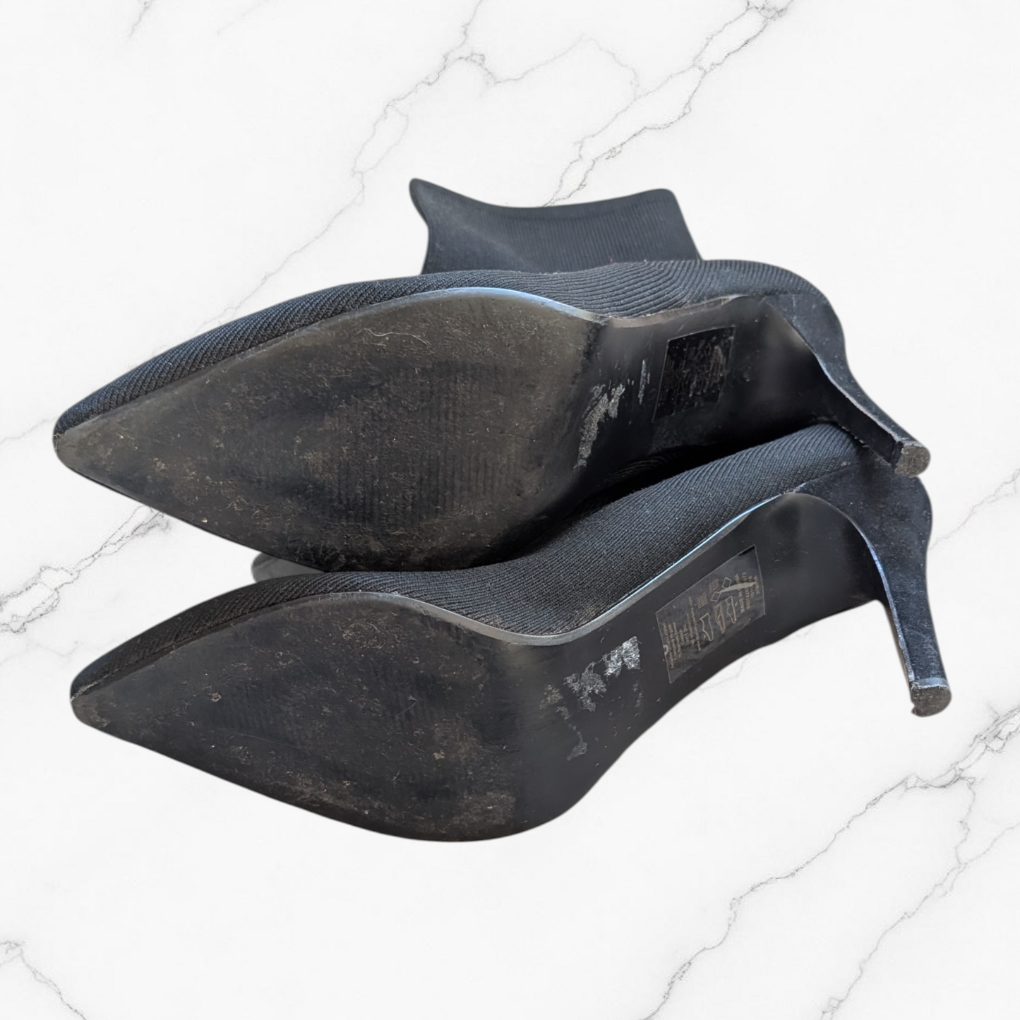 Black Ribbed Sock Boots - Size 6