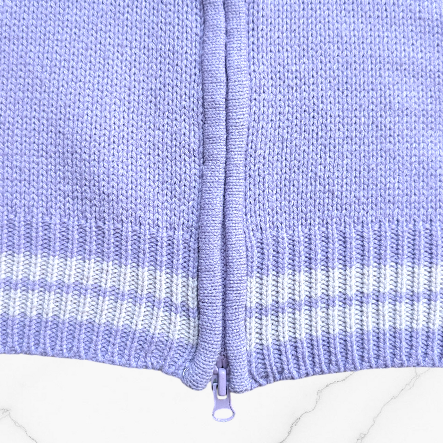 00's Lilac Striped Double-Zip Knit Cardigan