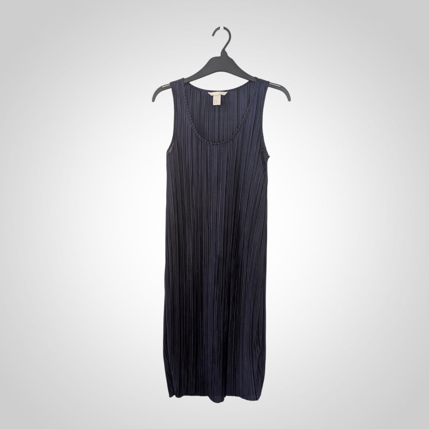 Navy Blue Plisse Midi Dress