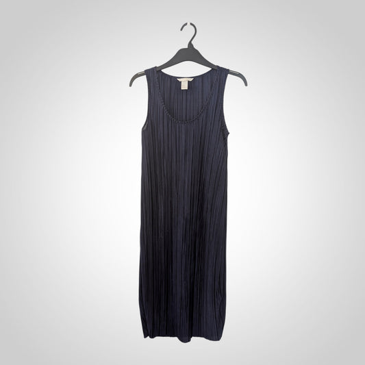 Navy Blue Plisse Midi Dress