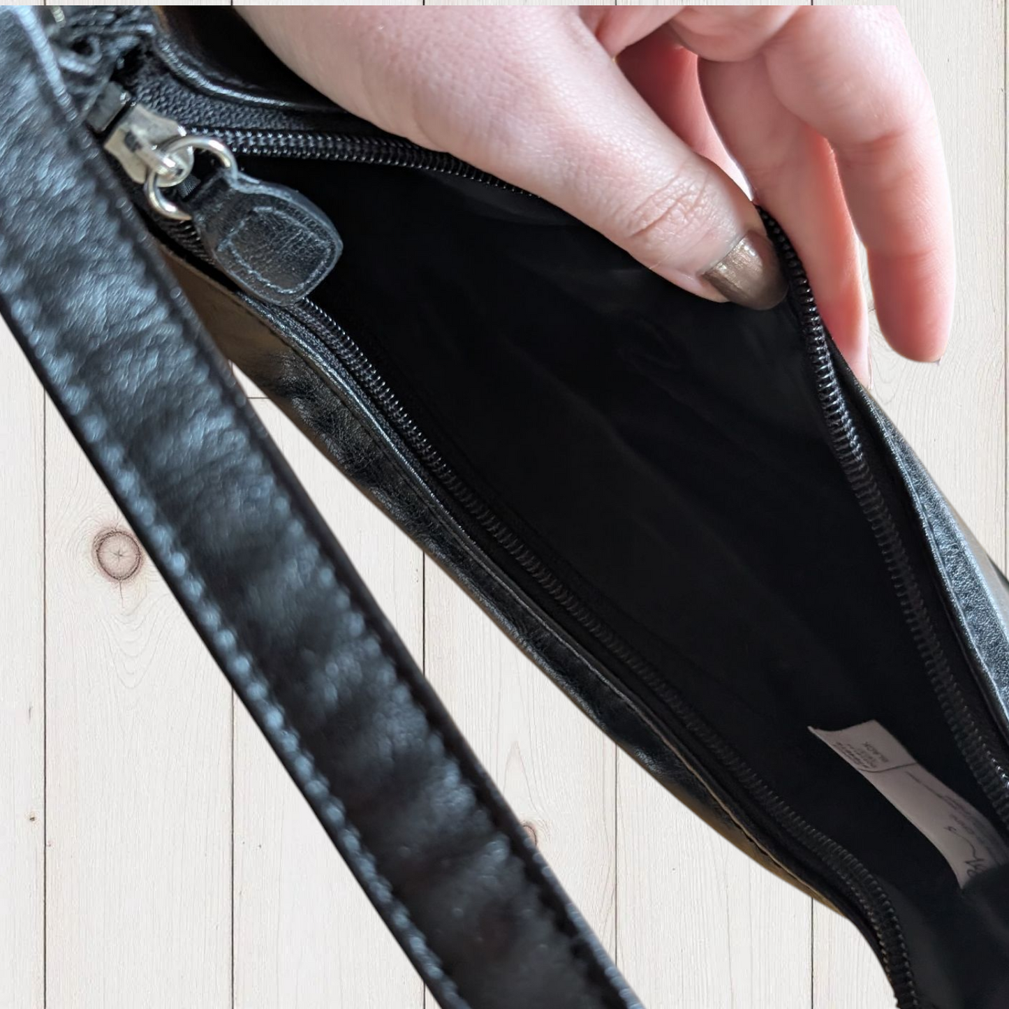 90s Black Faux Leather Shoulder Bag