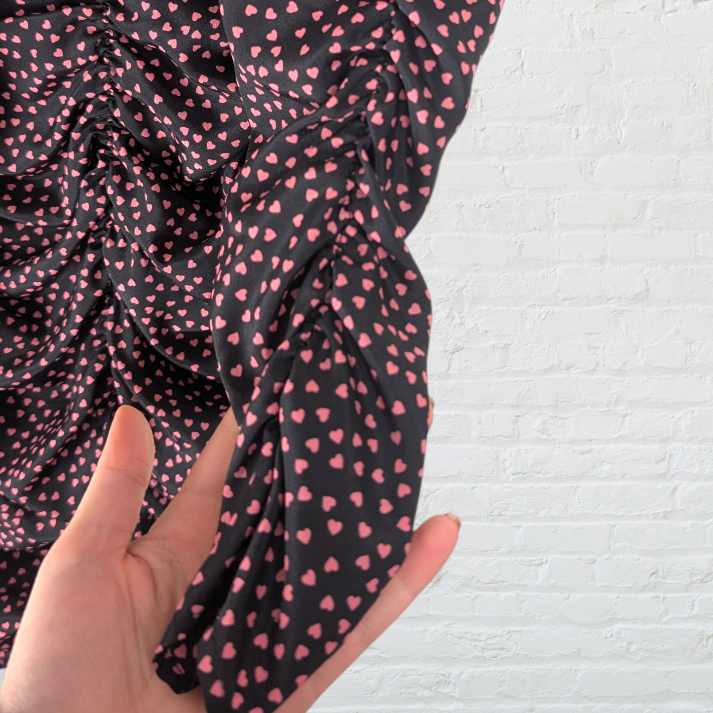 Heart Print Ruched Side Mini Dress
