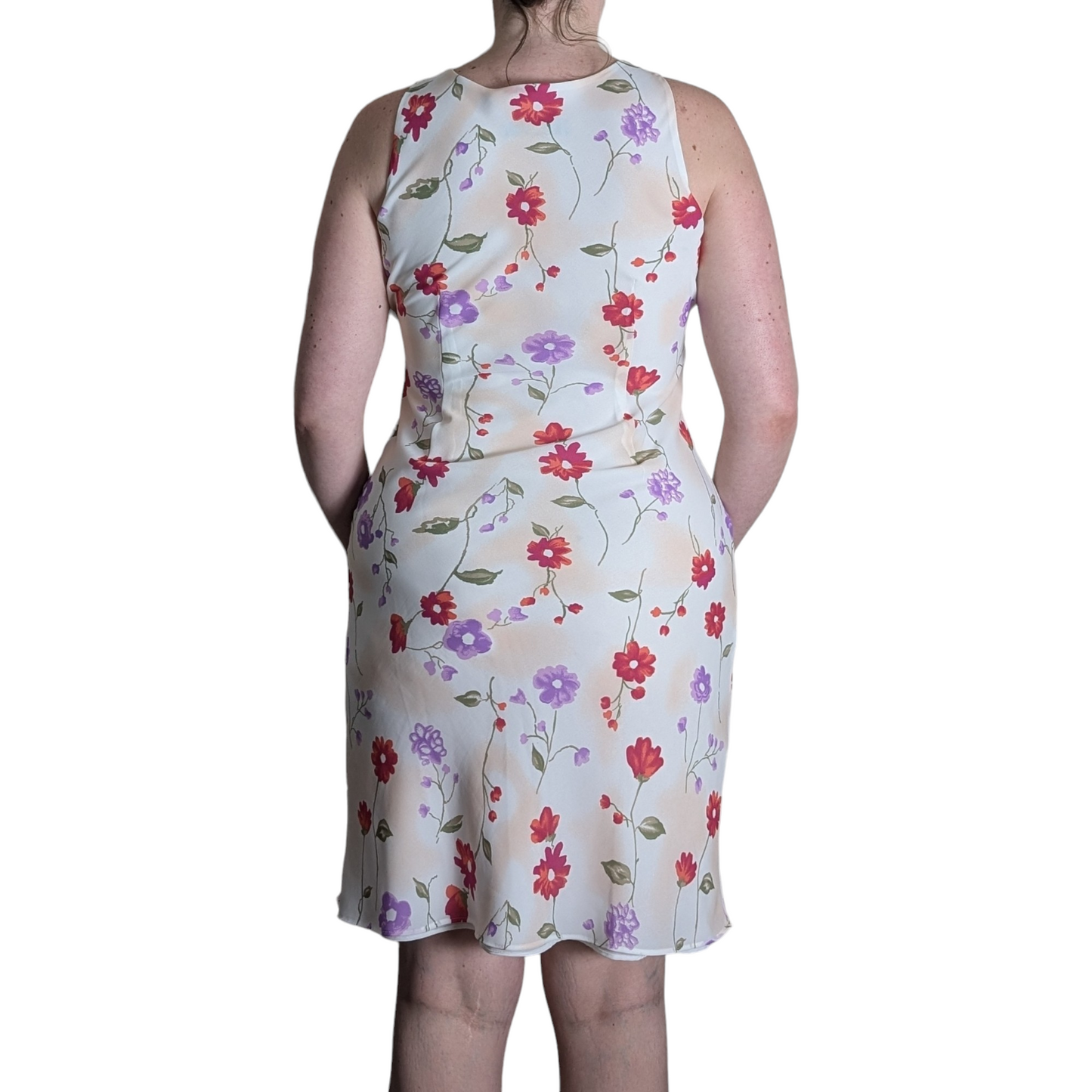 00's Cream Floral Midi Dress