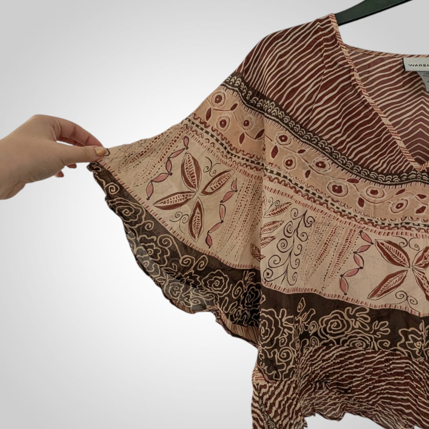 00s Boho Silk Floaty Top