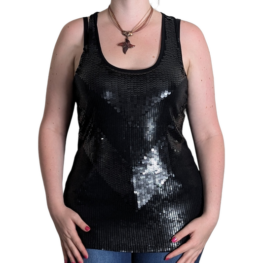 00's Black Sequin Vest