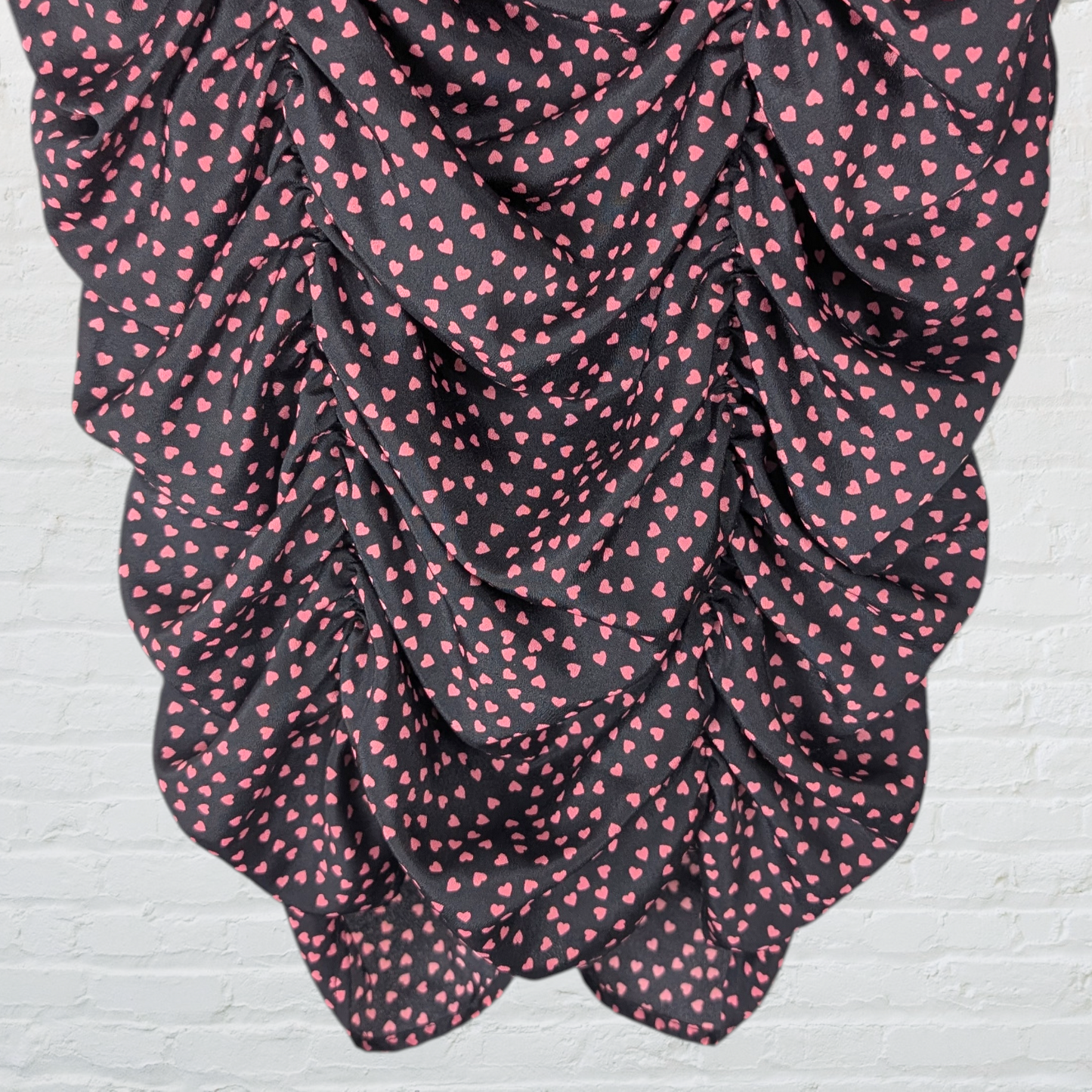 Heart Print Ruched Side Mini Dress