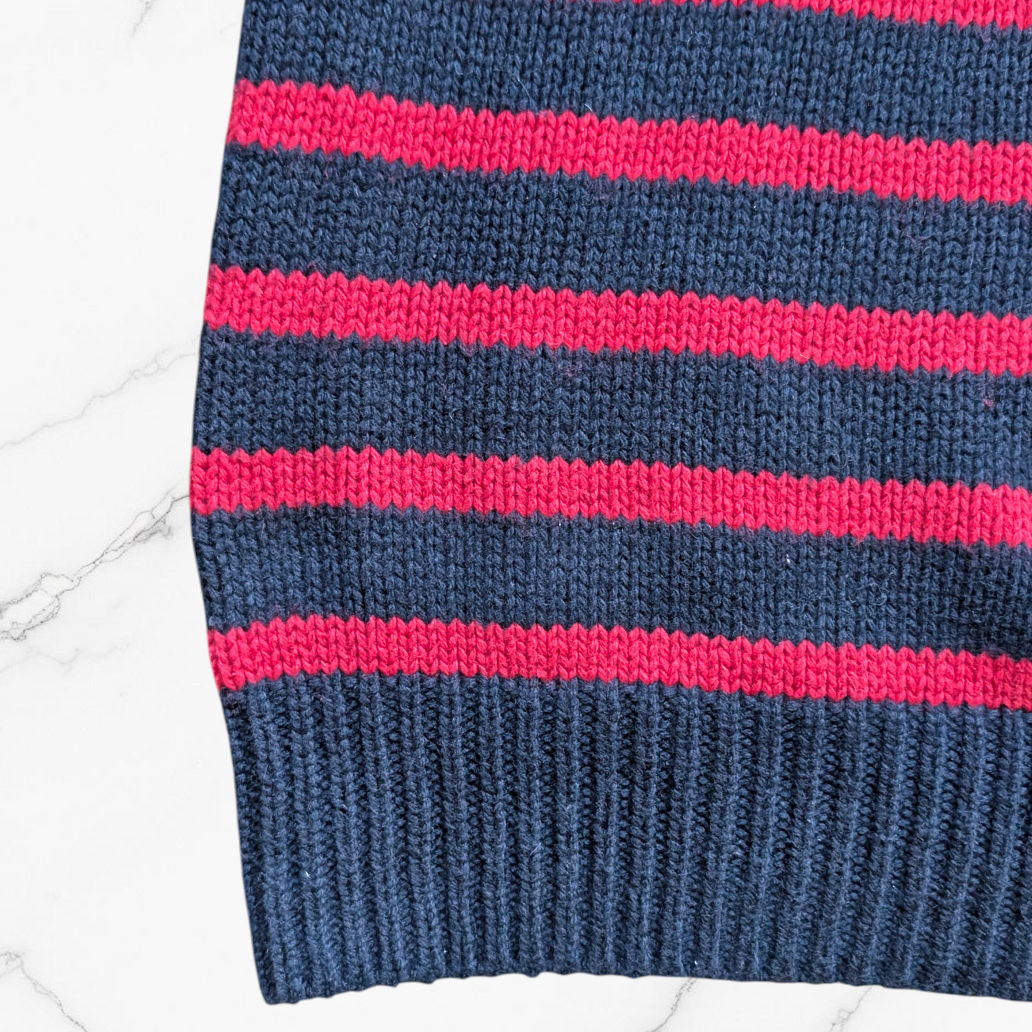 Vintage FatFace Men's Navy & Red Striped Wool-Blend Jumper