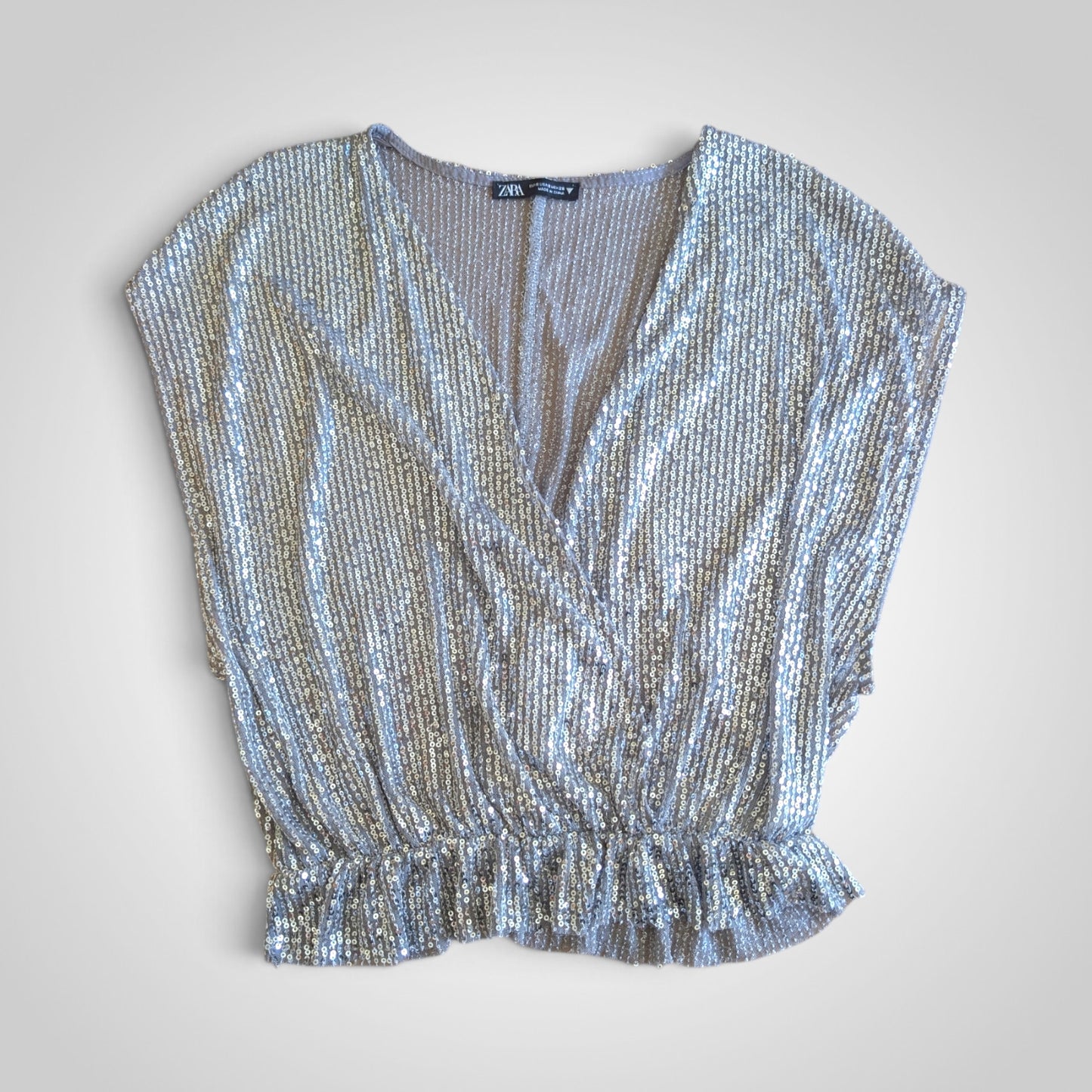 Silver Sequined Crop Top