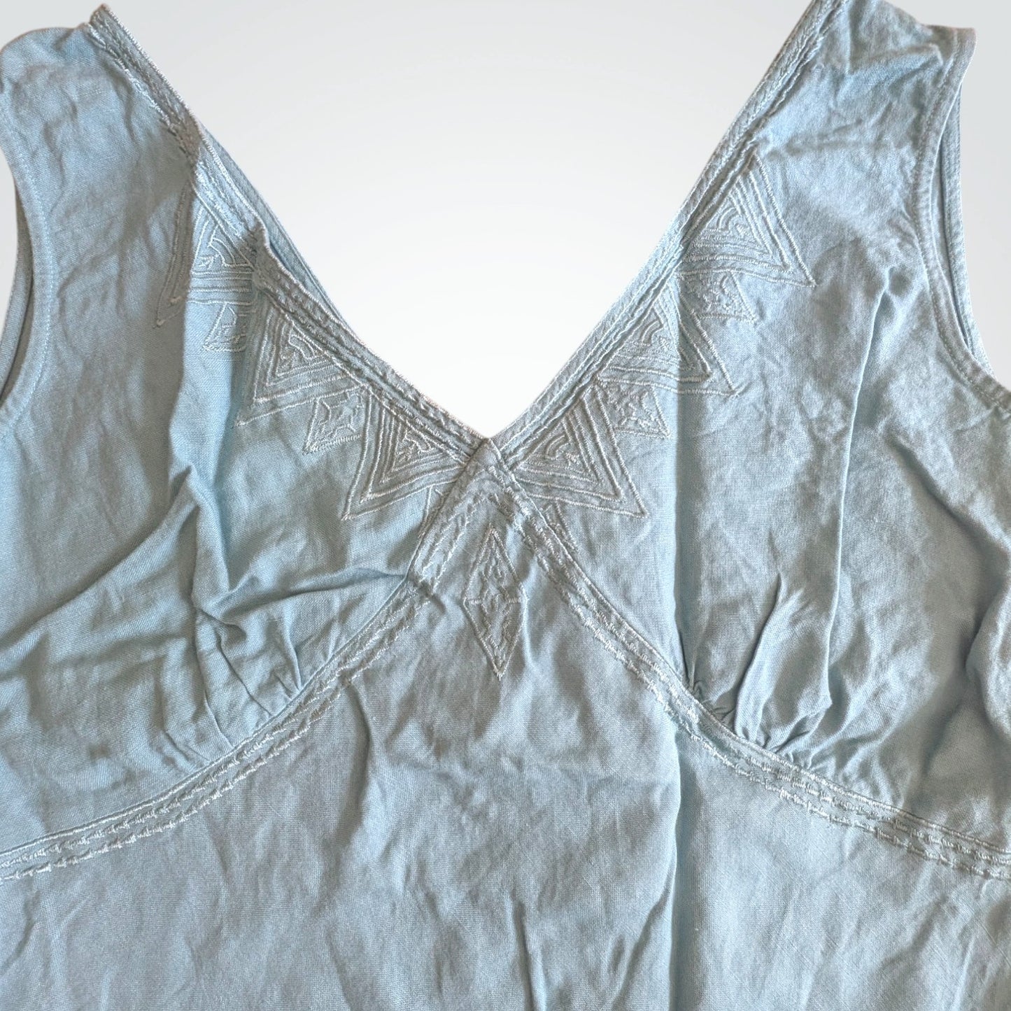 00s Icy Duck Egg Blue Linen Blend Dress