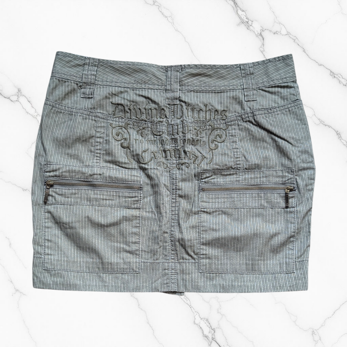 y2k Pinstripe Cargo Mini Skirt