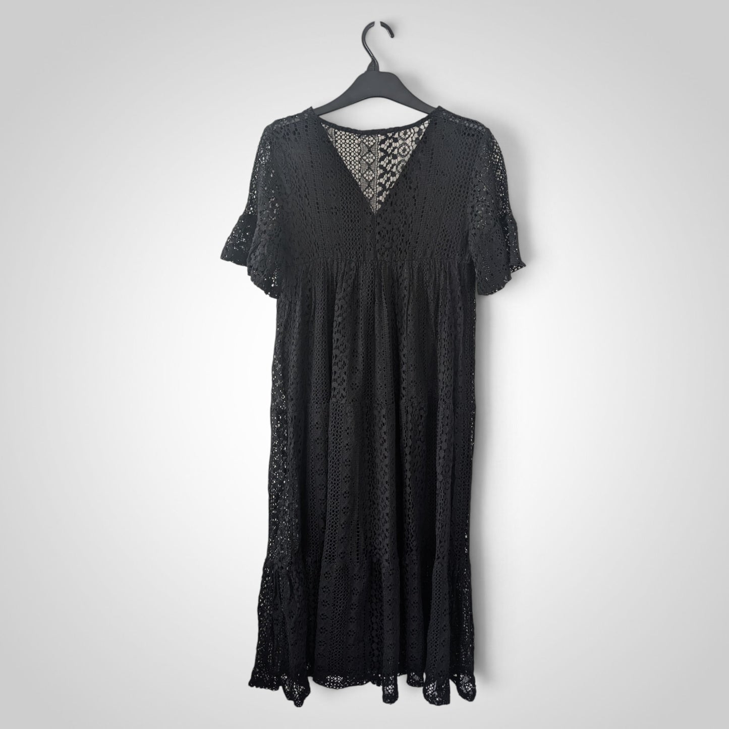 Black Crochet Midi Dress