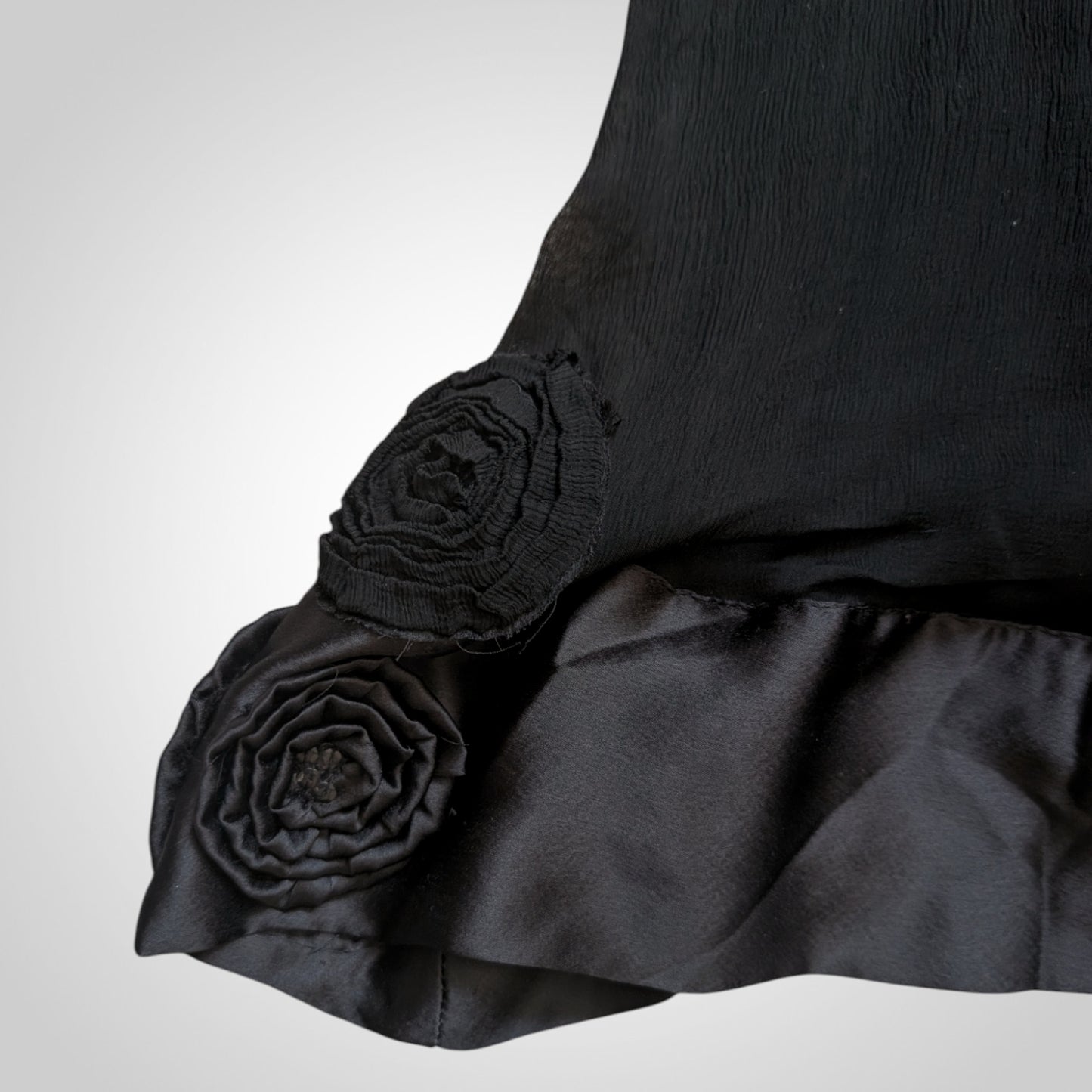 00s Black Silk Applique Mini Dress
