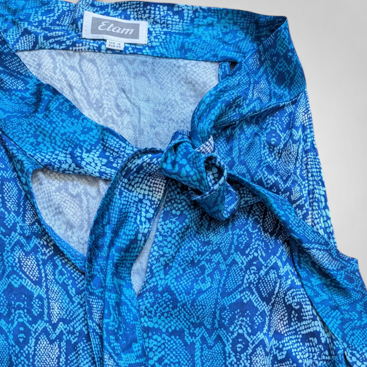 90's Snake Print Tie Neck Top