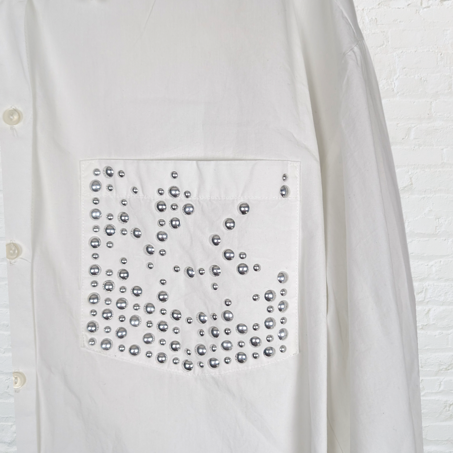 Zara White Western Studded Shirt