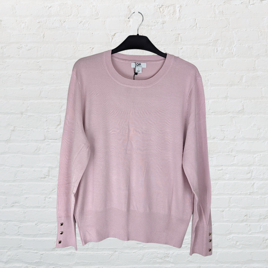 Blush Crew Neck Button Cuff Jumper