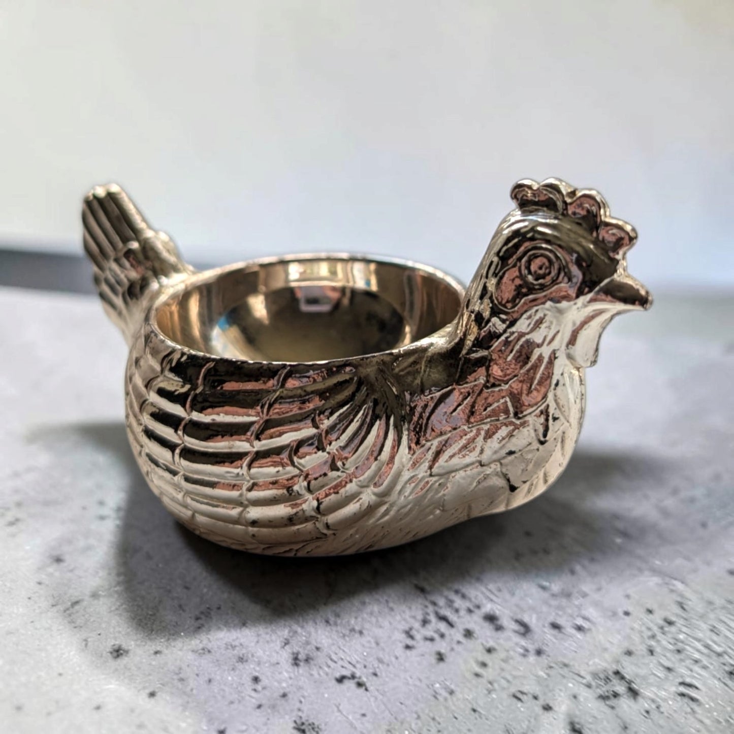 70s Vintage Silver Plated Zinc Hen Egg Cup