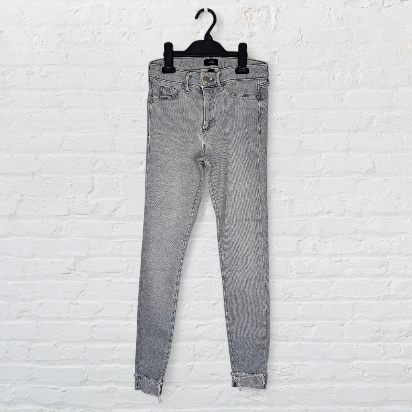 Faded Grey Distressed Skinny Denim Trousers