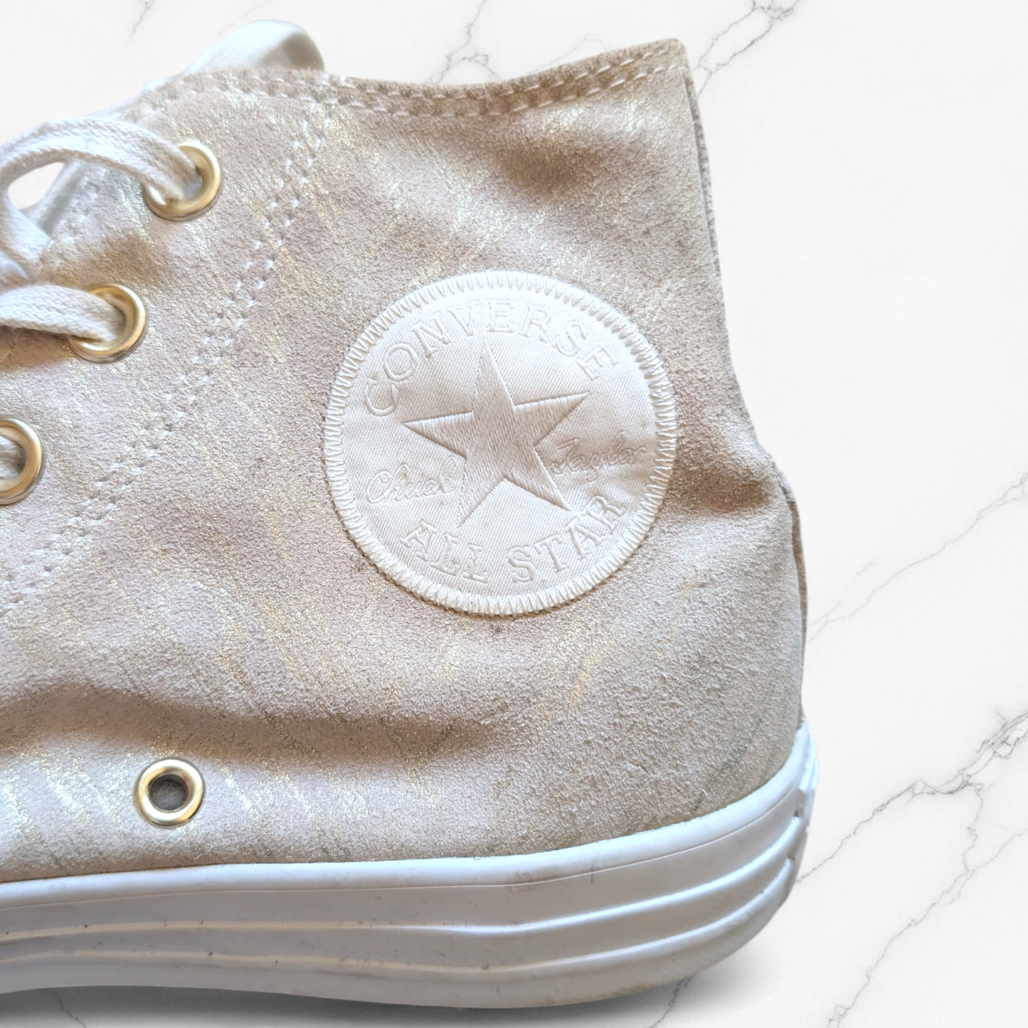 Converse Metallic Gold Brush High Top Trainers - UK 5.5