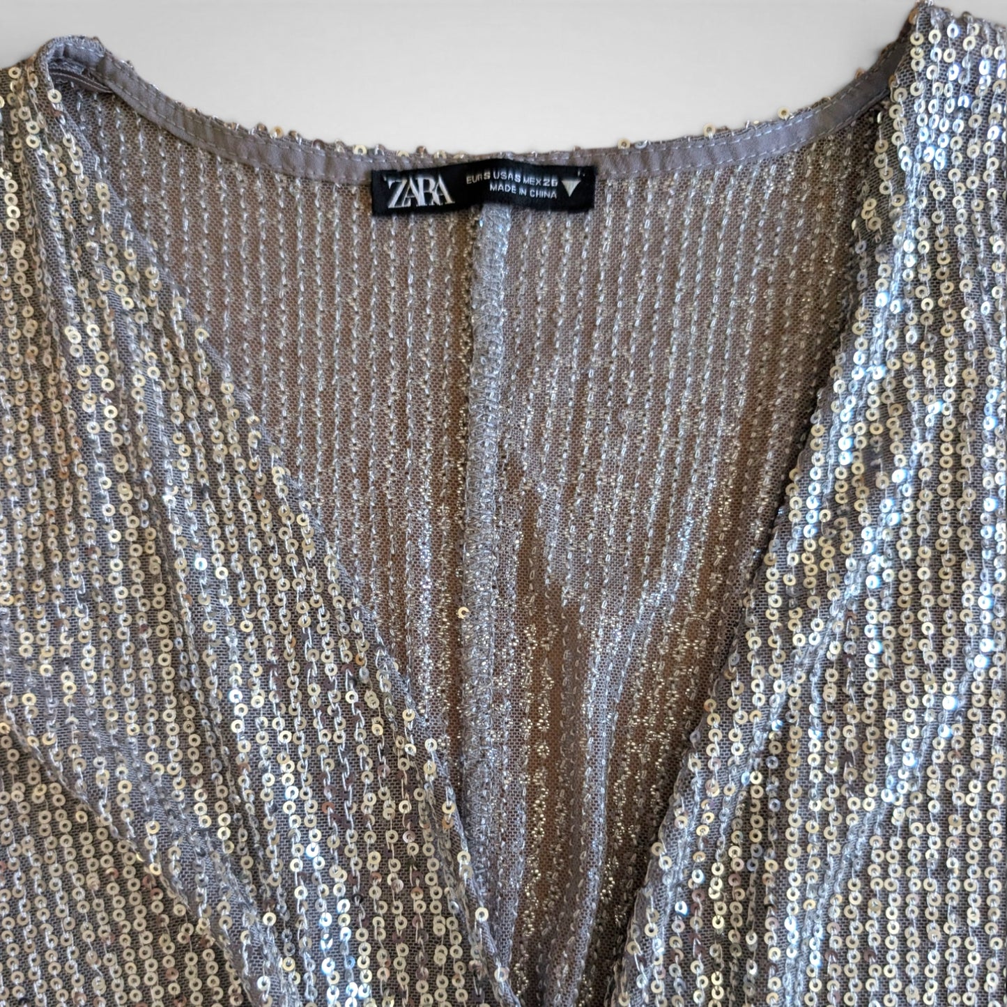 Silver Sequined Crop Top