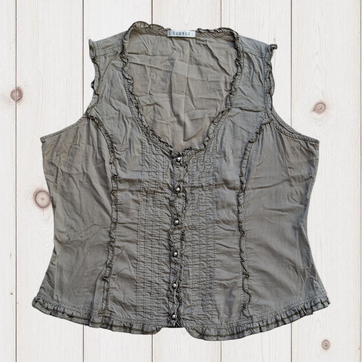 00's Khaki Ruffle Blouse