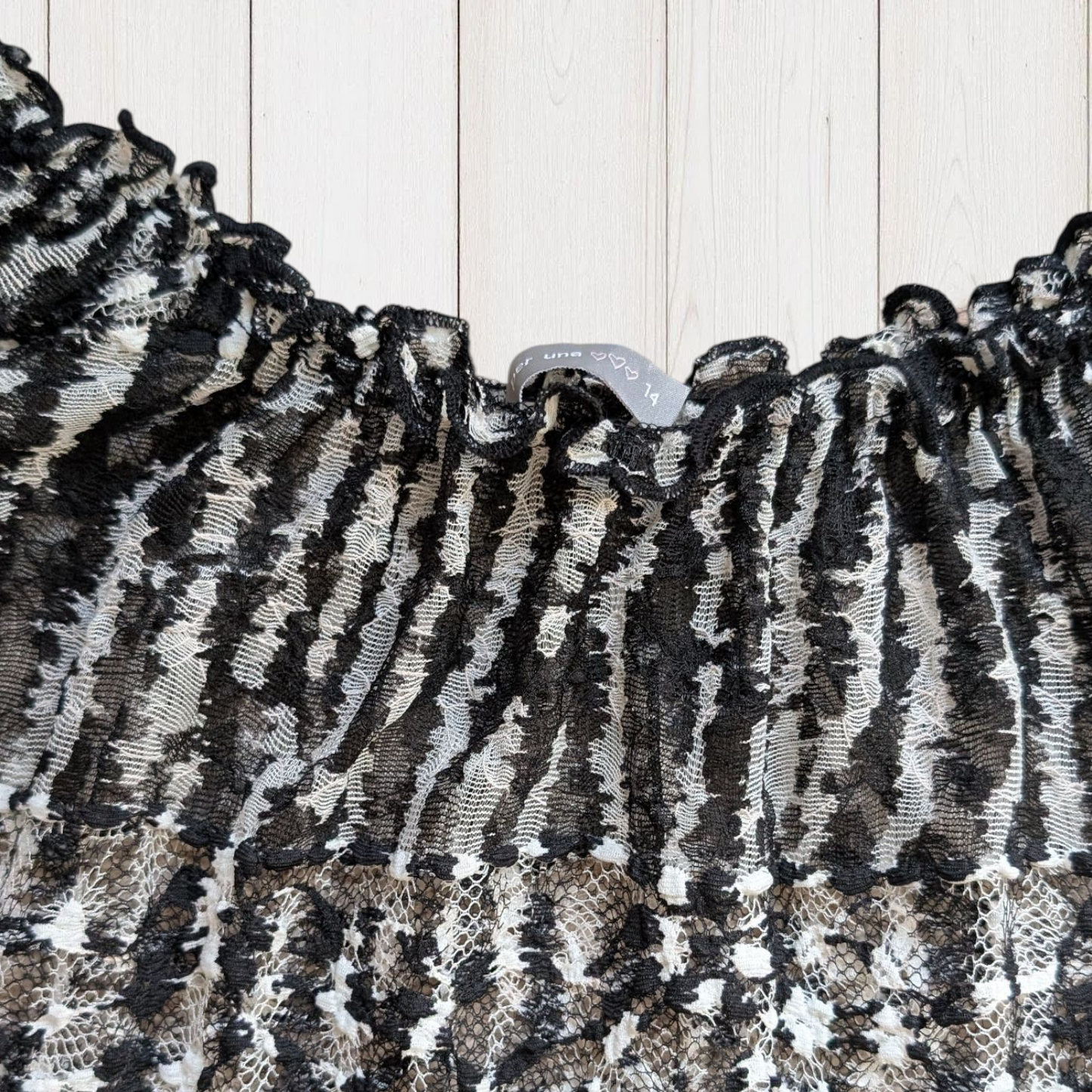 00s Black & White Mesh Top