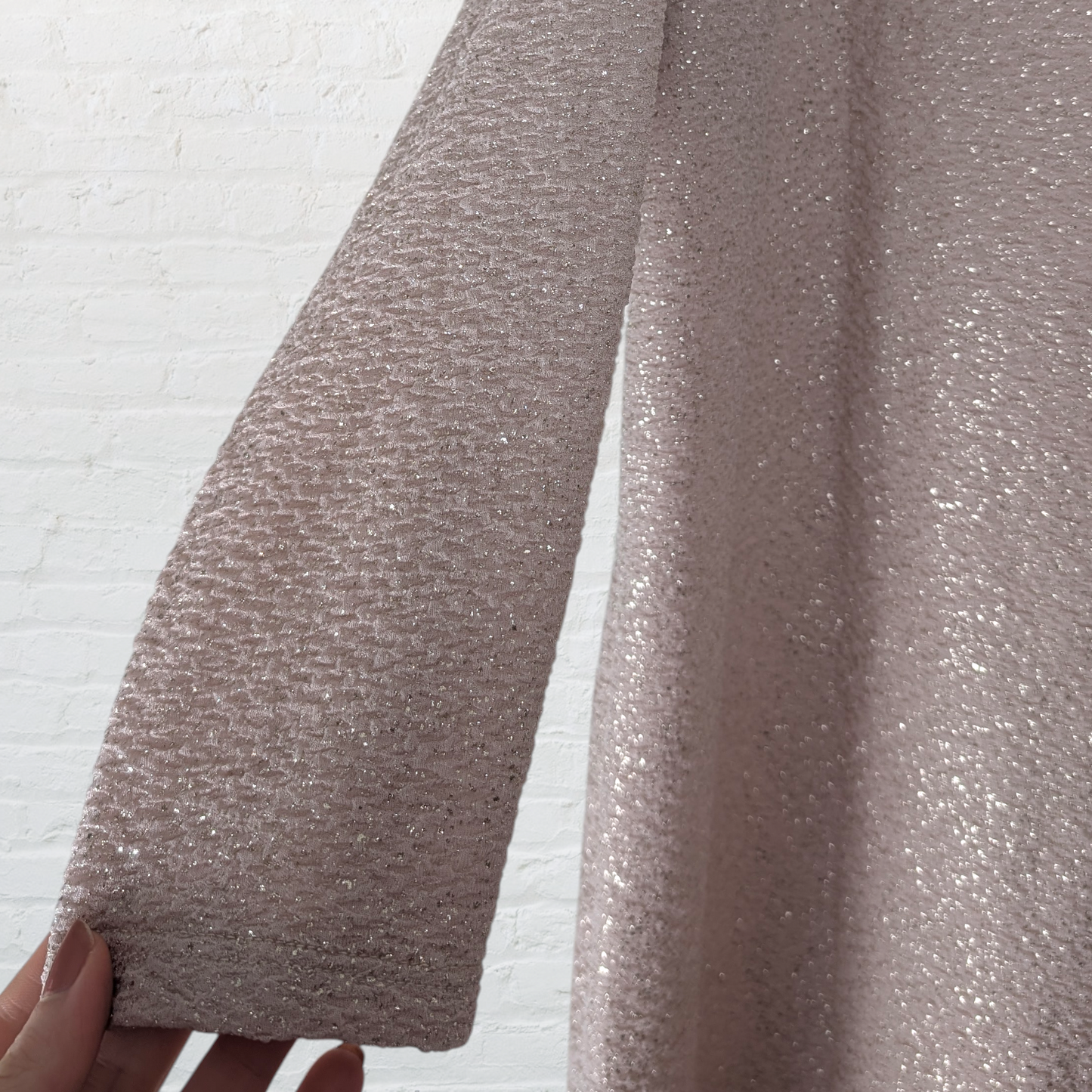 Dusky Rose & Silver Sparkle Long Sleeve Mini Dress