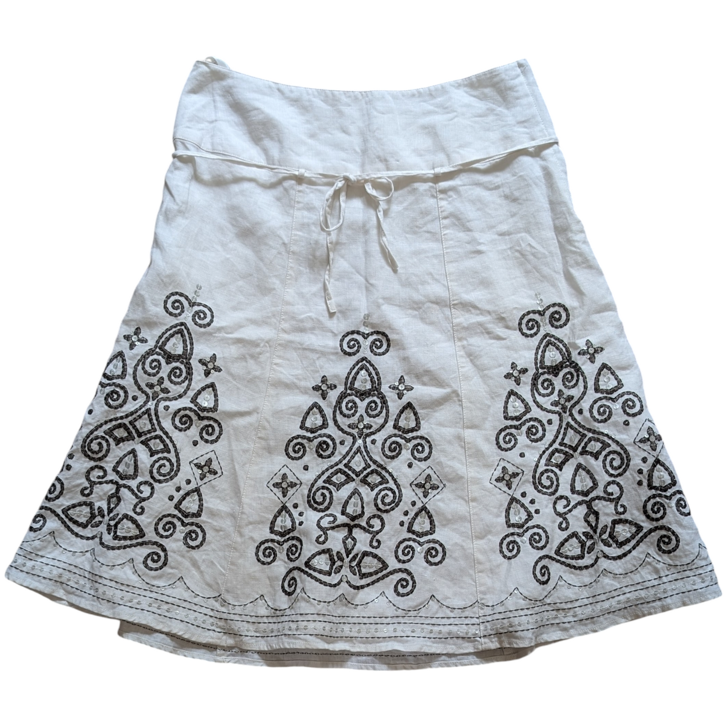 00's White Boho Midi Skirt