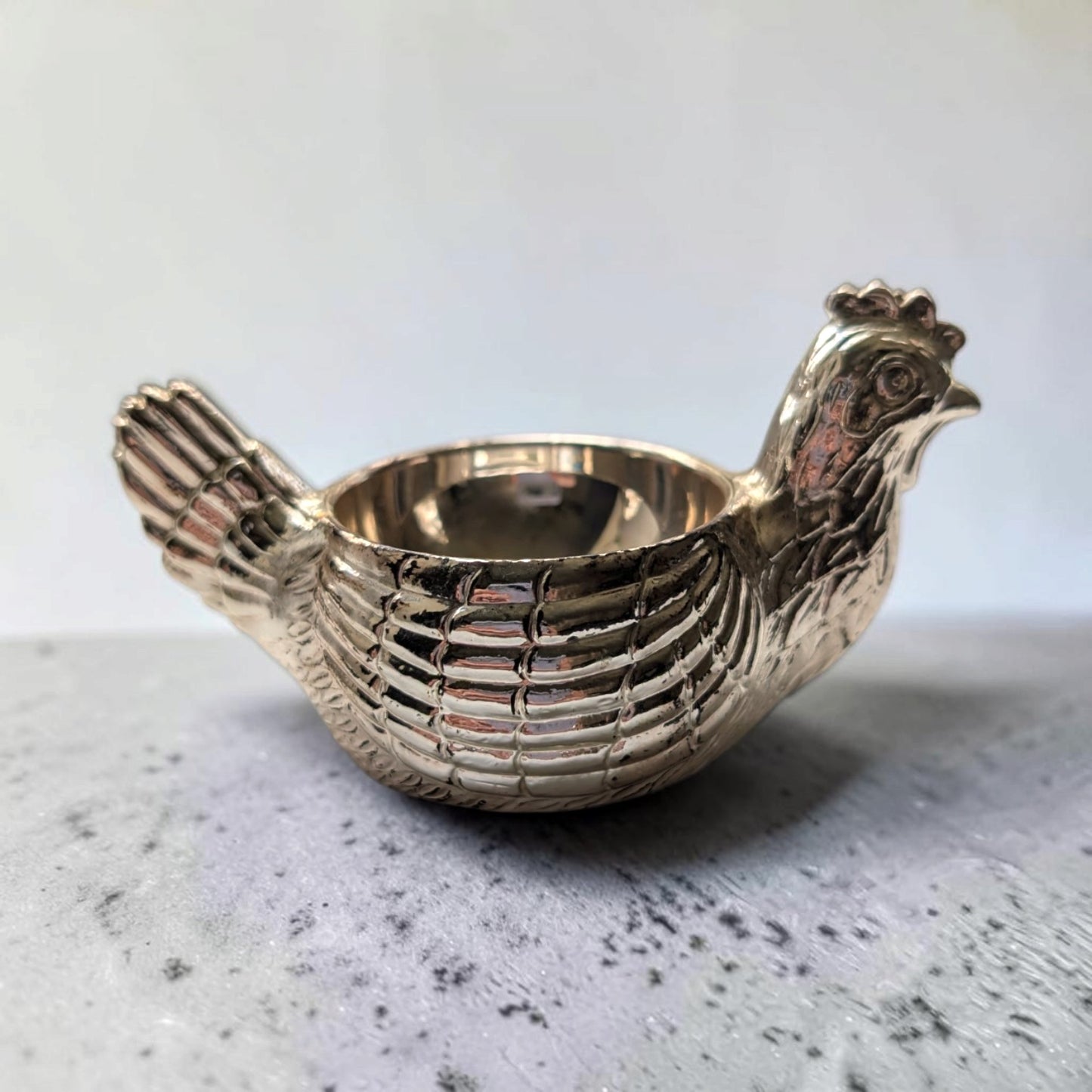 70s Vintage Silver Plated Zinc Hen Egg Cup