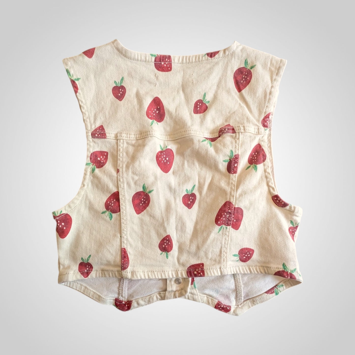 Strawberry Print Cropped Waistcoat Top