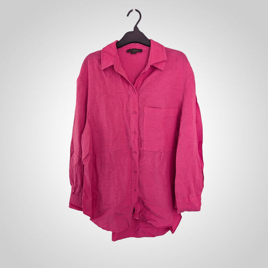 Pink Linen Blend Oversized Shirt