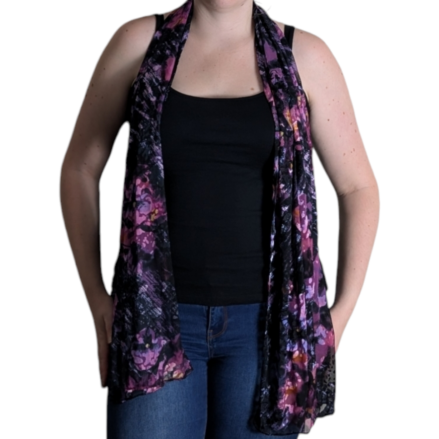 90's Purple Floral Scarf