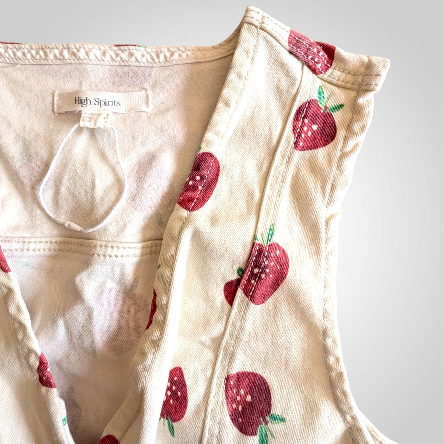 Strawberry Print Cropped Waistcoat Top