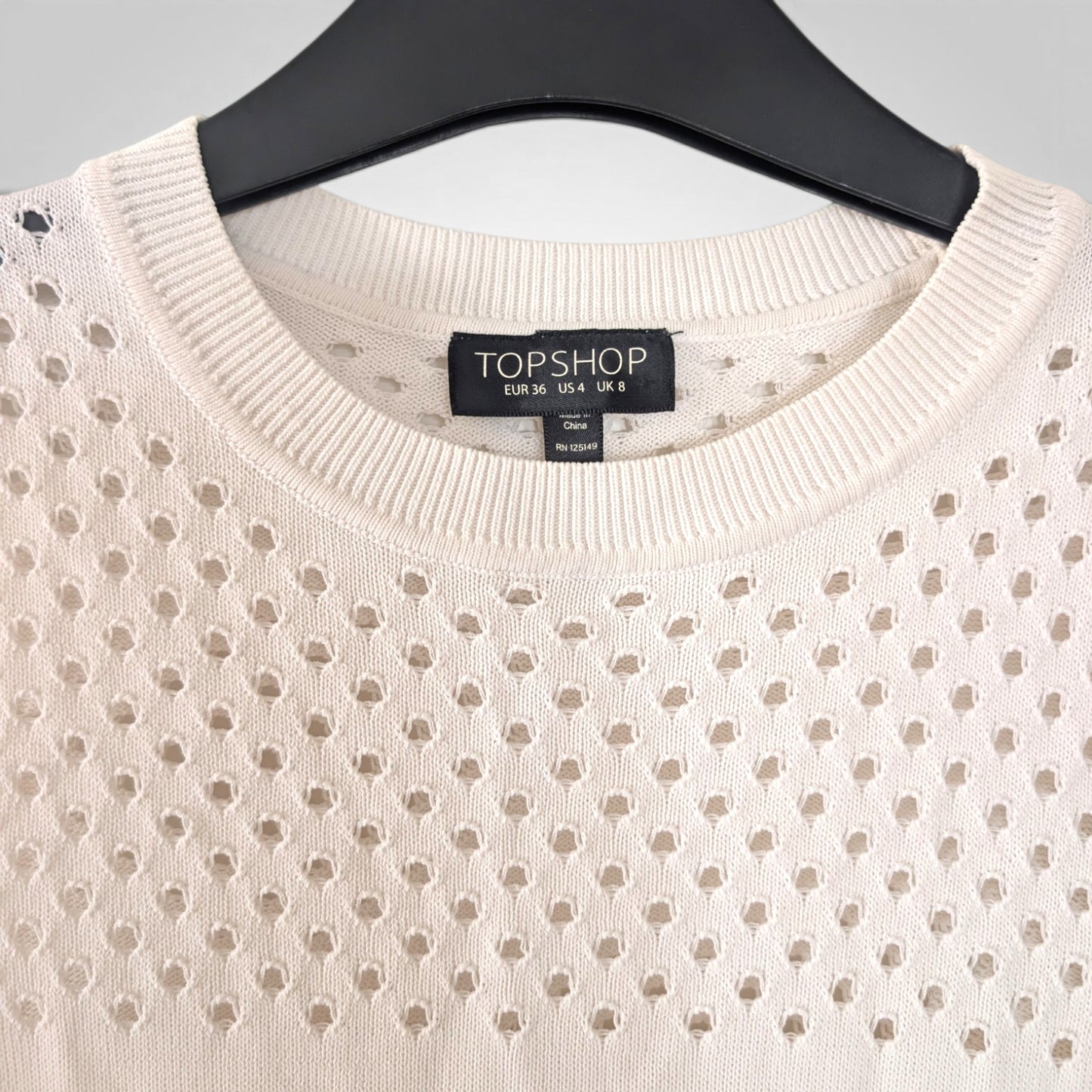 Off White Knit Eyelet Cutout Sleeveless Shift Dress