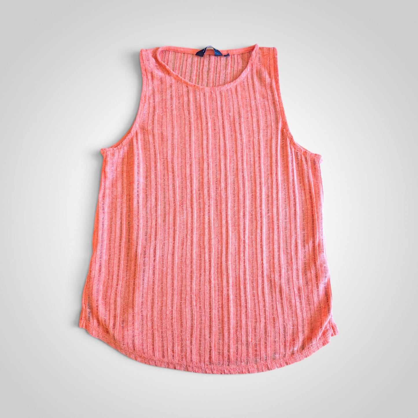 Orange Textured Ribbed Knit Vest