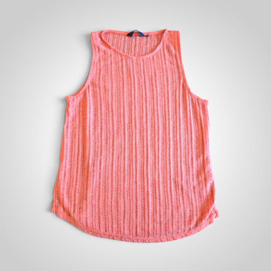 Orange Textured Ribbed Knit Vest