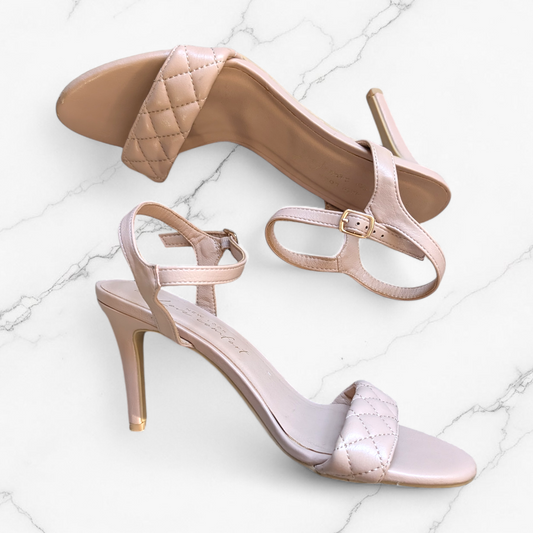 Nude Blush Quilted Ankle Strap Heels