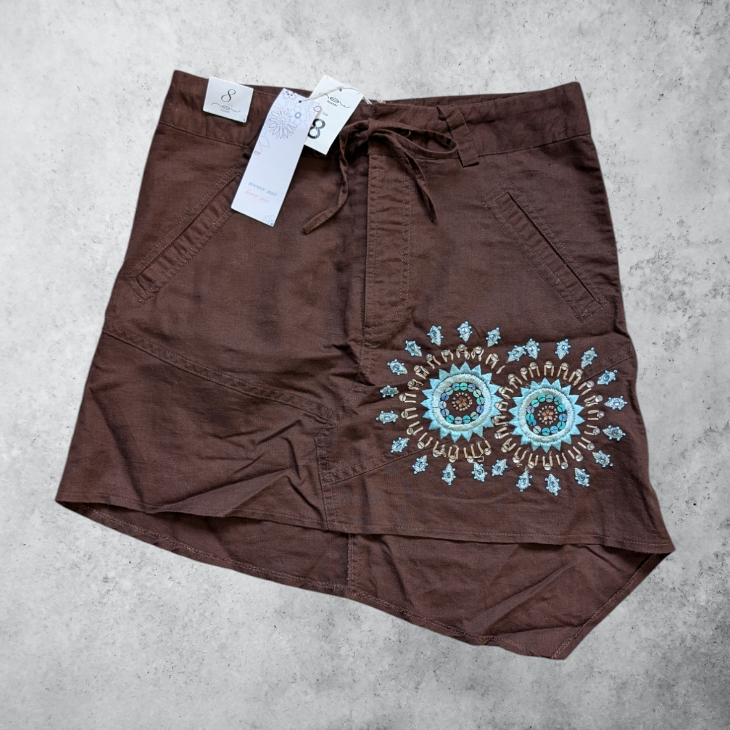 00's Brown Linen Skirt