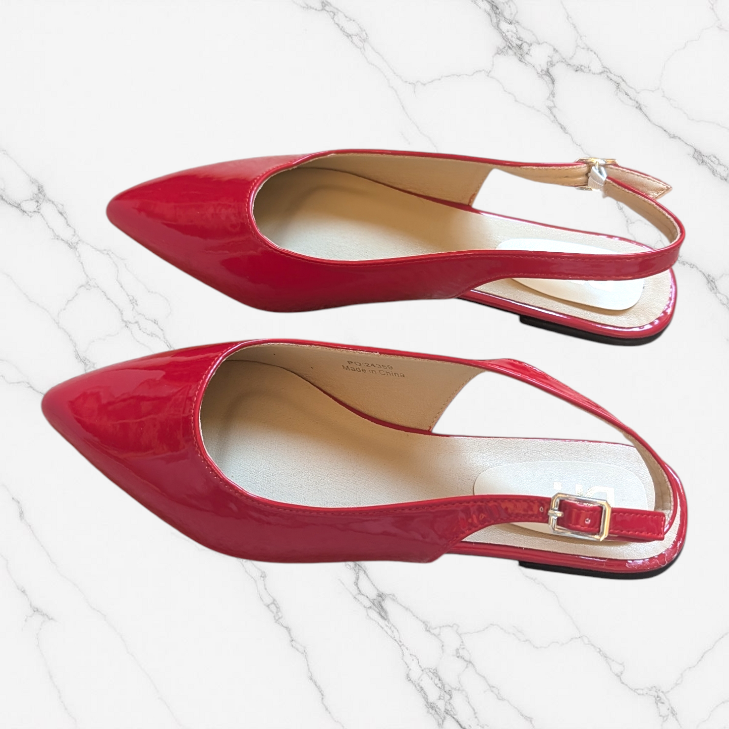 Cherry Red Slingbacks Flats - Size 8