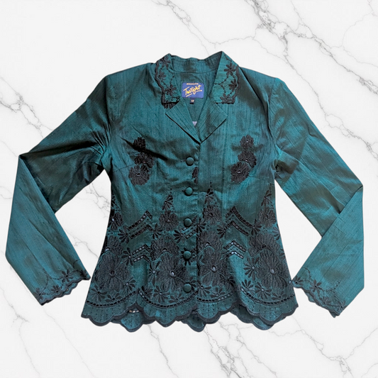 90s Whimsigoth Silk Jacket