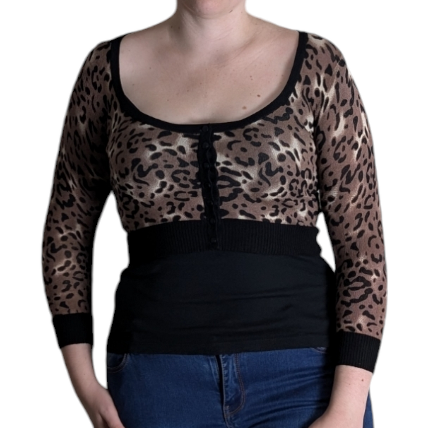 00's Jane Norman Leopard Cropped Cardigan