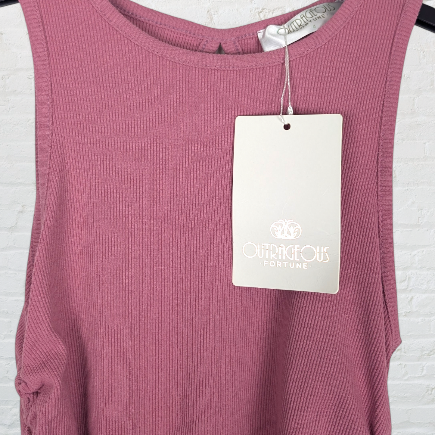 Mauve Pink Ribbed High Neck Mini Dress