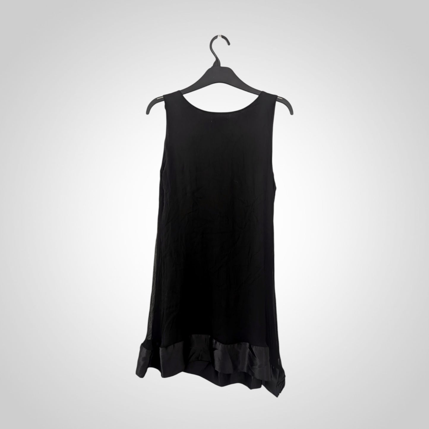 00s Black Silk Applique Mini Dress