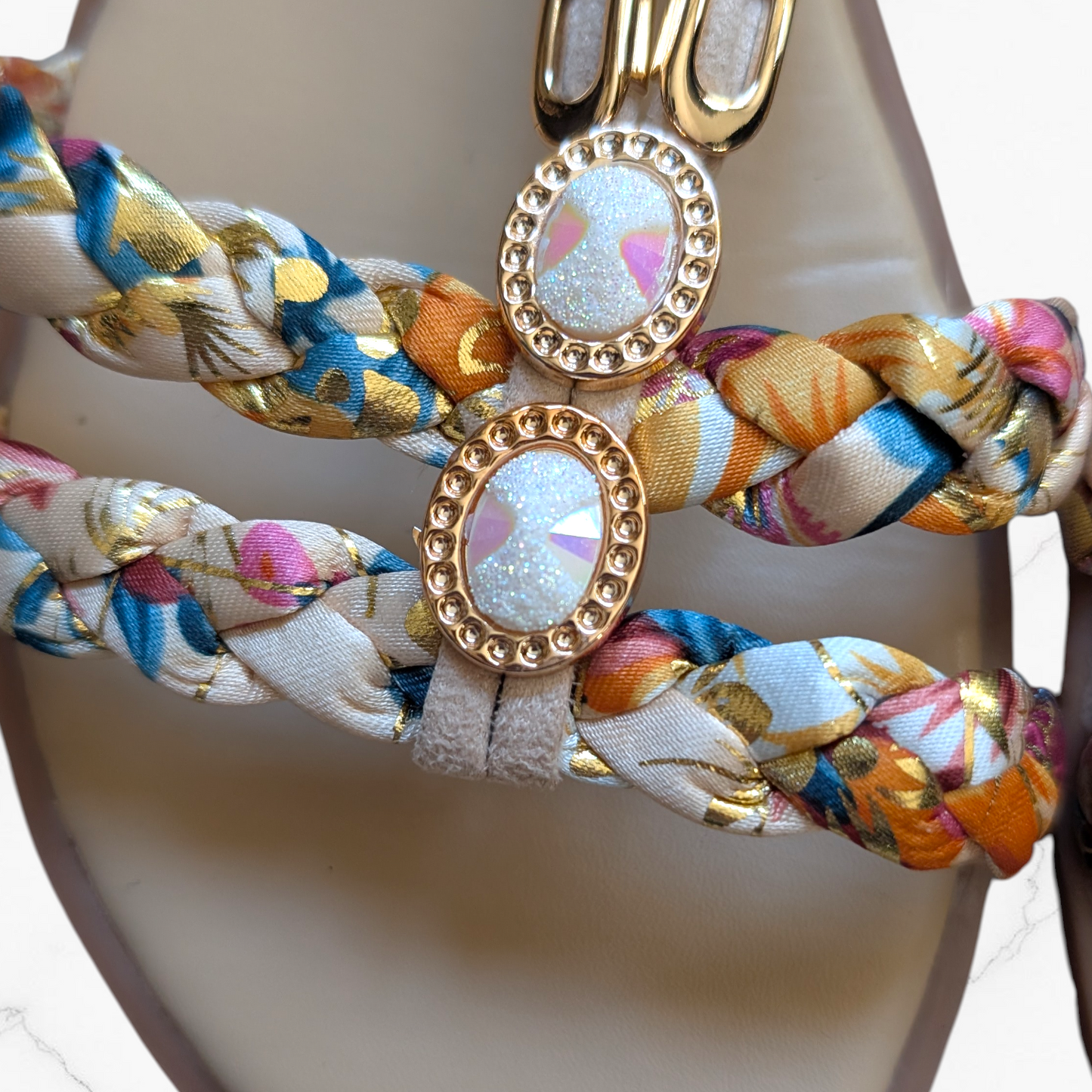 Embellished Braided Sandals - Size 7