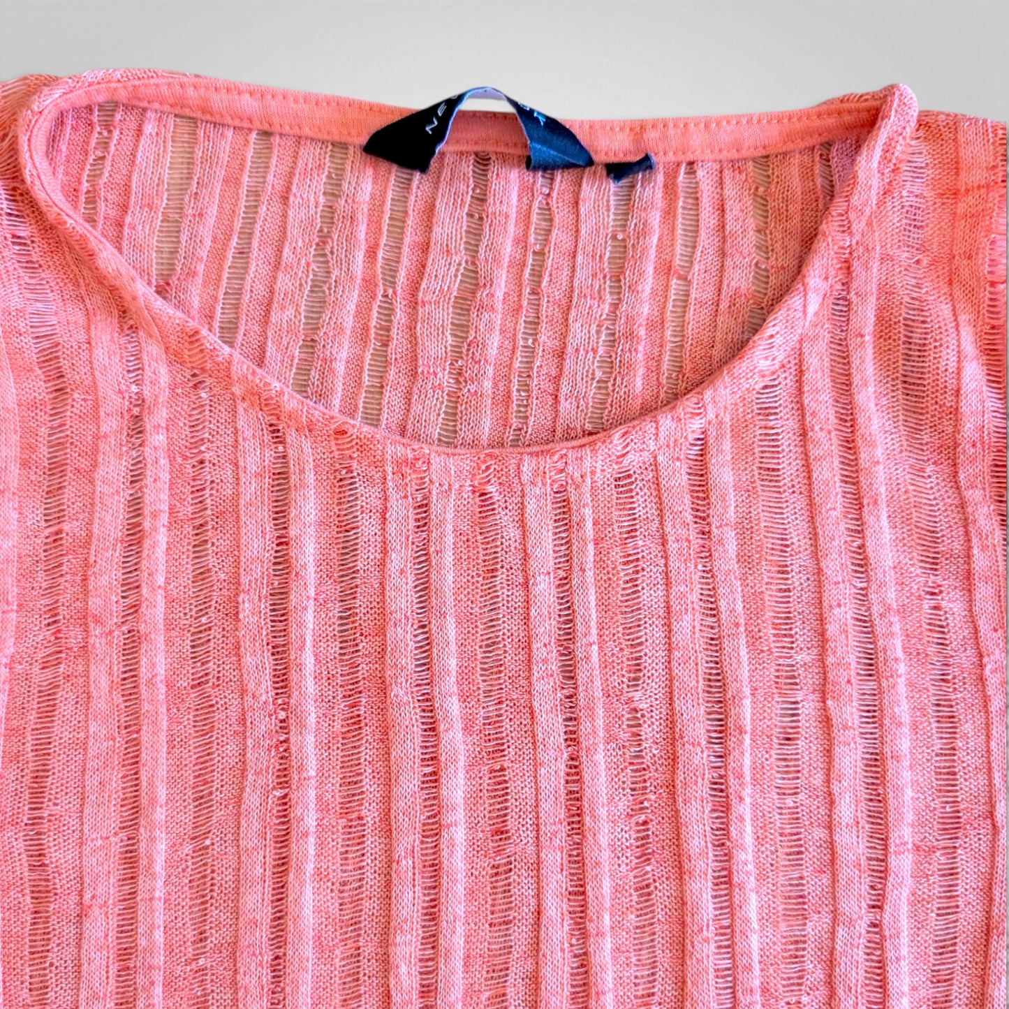 Orange Textured Ribbed Knit Vest
