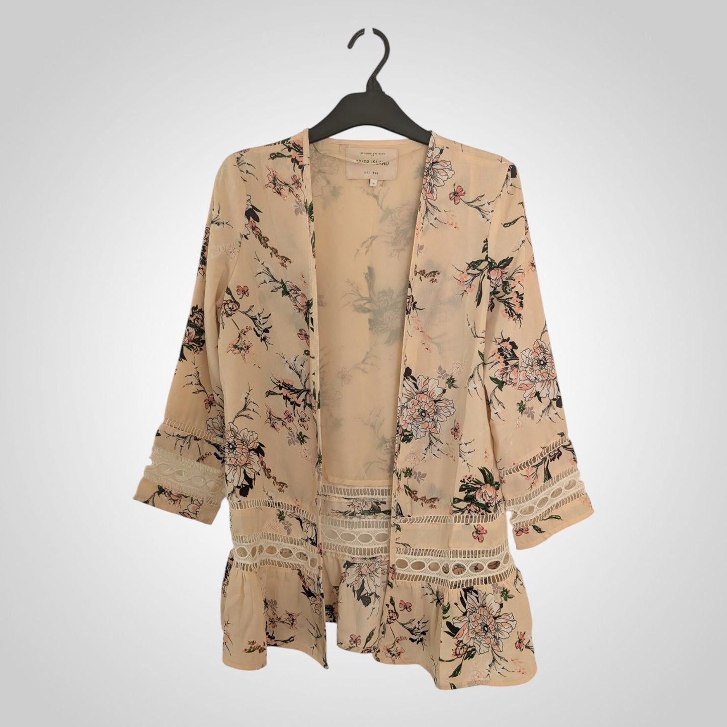 Peach Floral Kimono Jacket