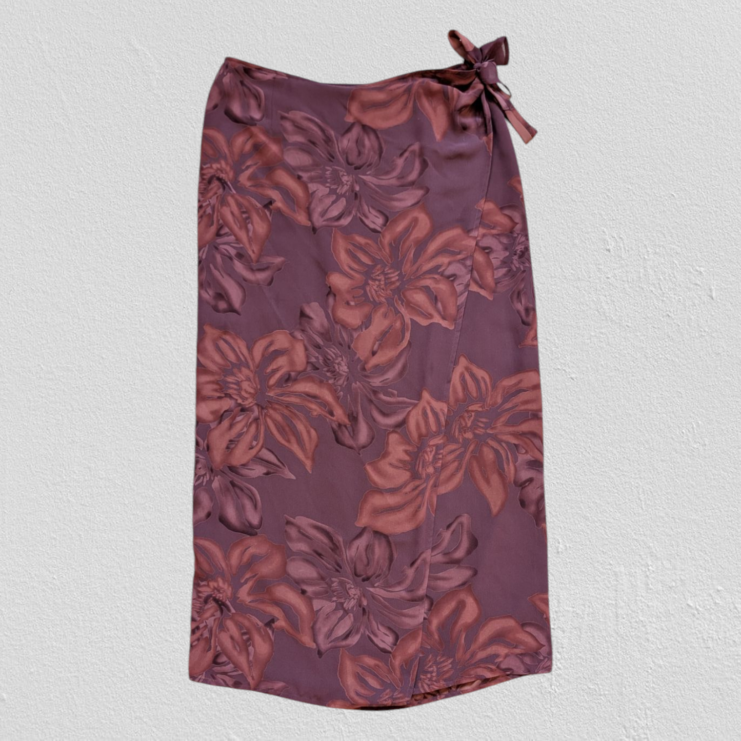 00's Burgundy Maxi Wrap Skirt