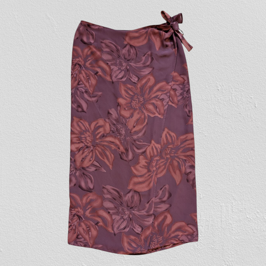 00's Burgundy Maxi Wrap Skirt