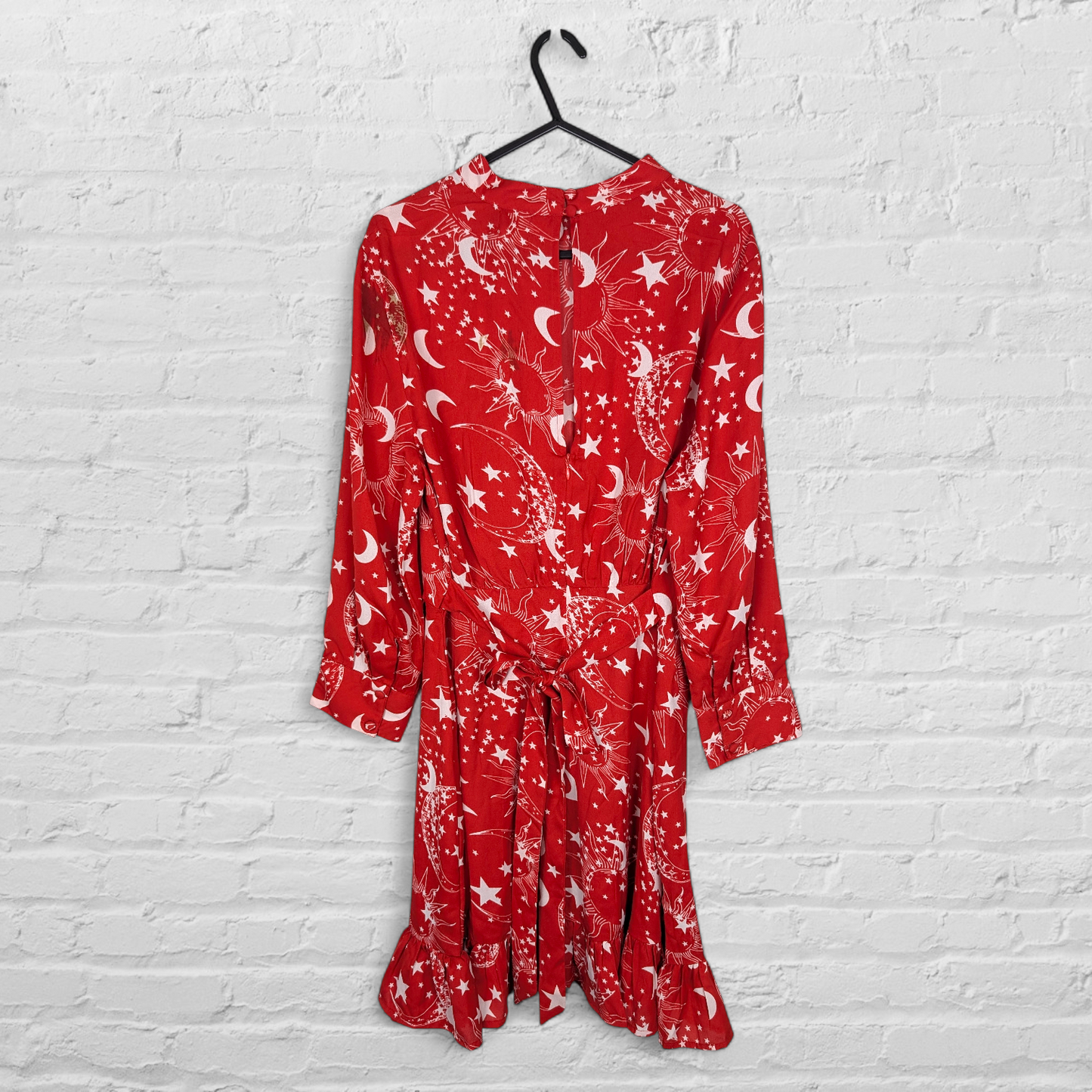 Celestial Red & White Faux Wrap Mini Dress