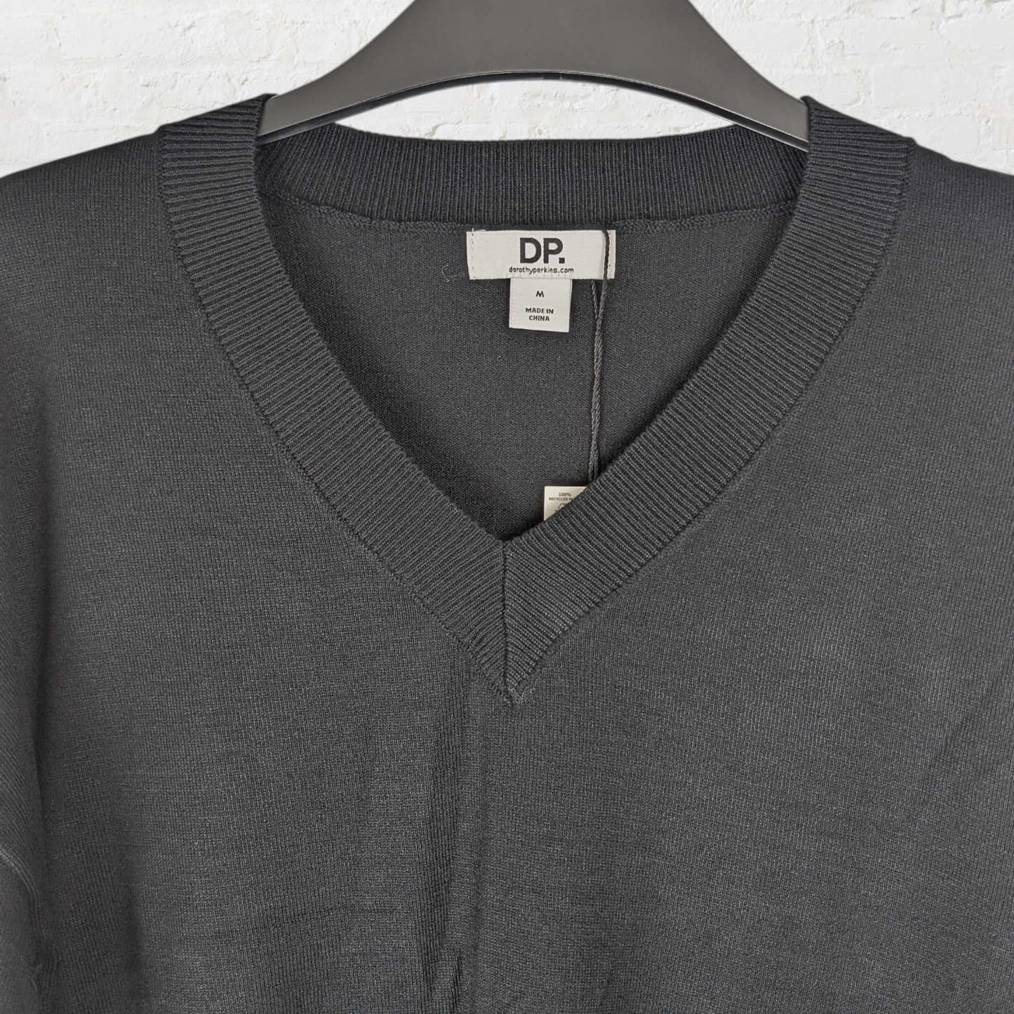Black V-Neck Button Cuff Jumper