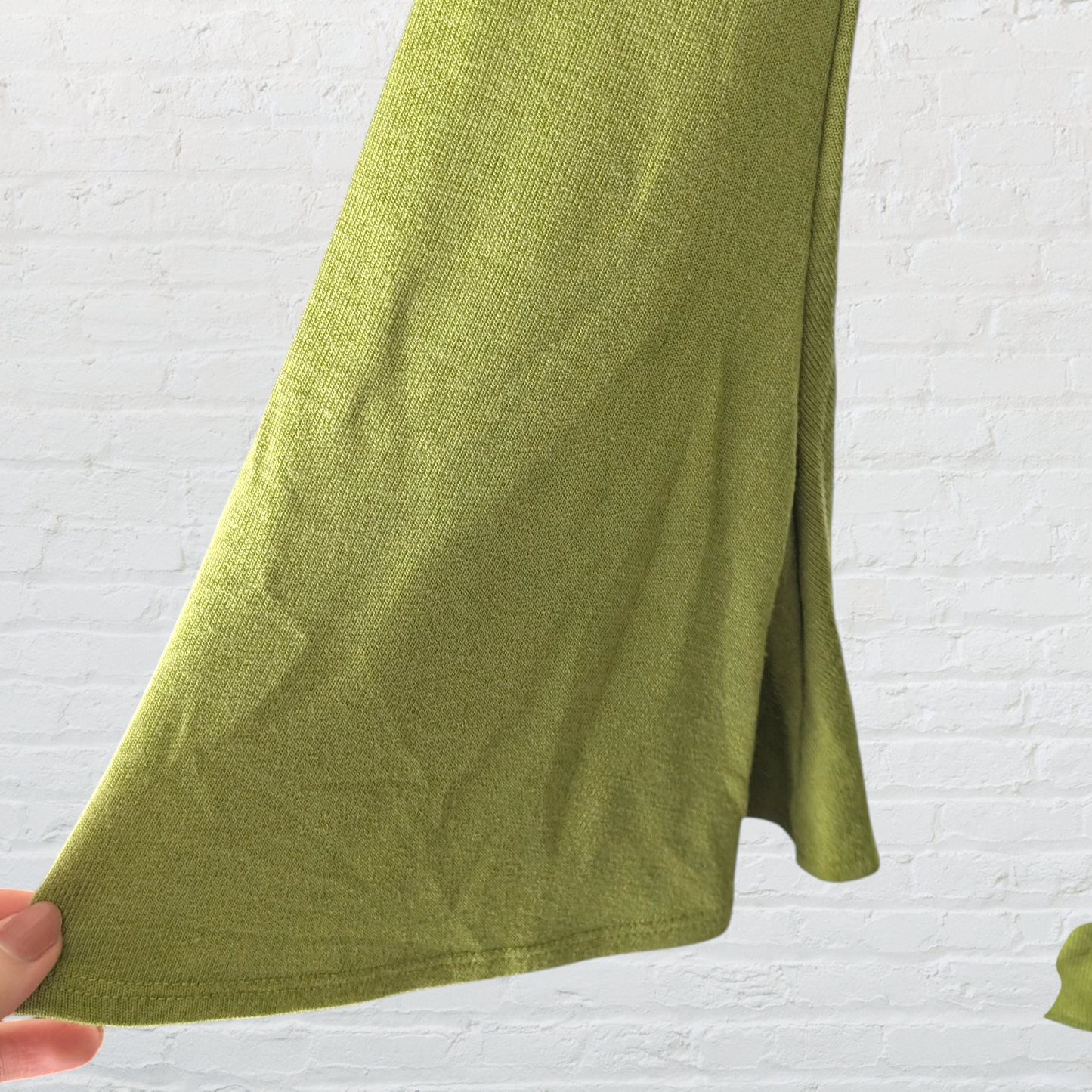 Olive Green Knot Design Flared Sleeve Mini Dress